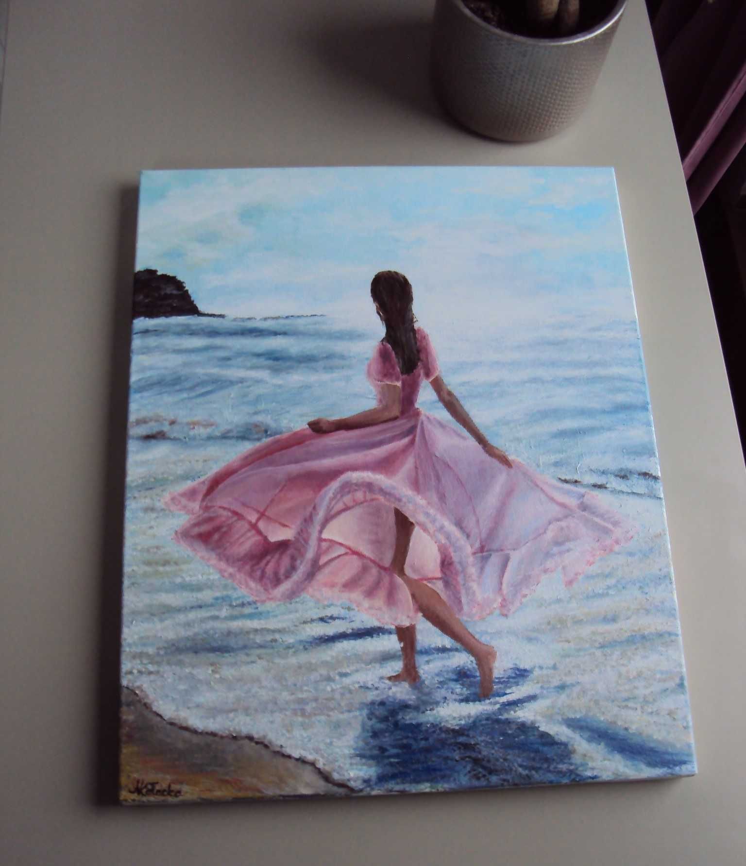 obraz ręcznie malowany na płótnie akryl  40x50 cm kobieta