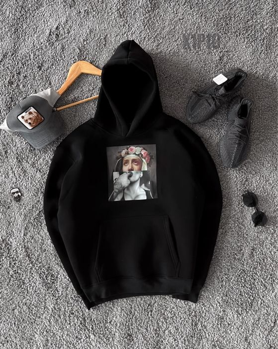 Худі на флісі з принтом