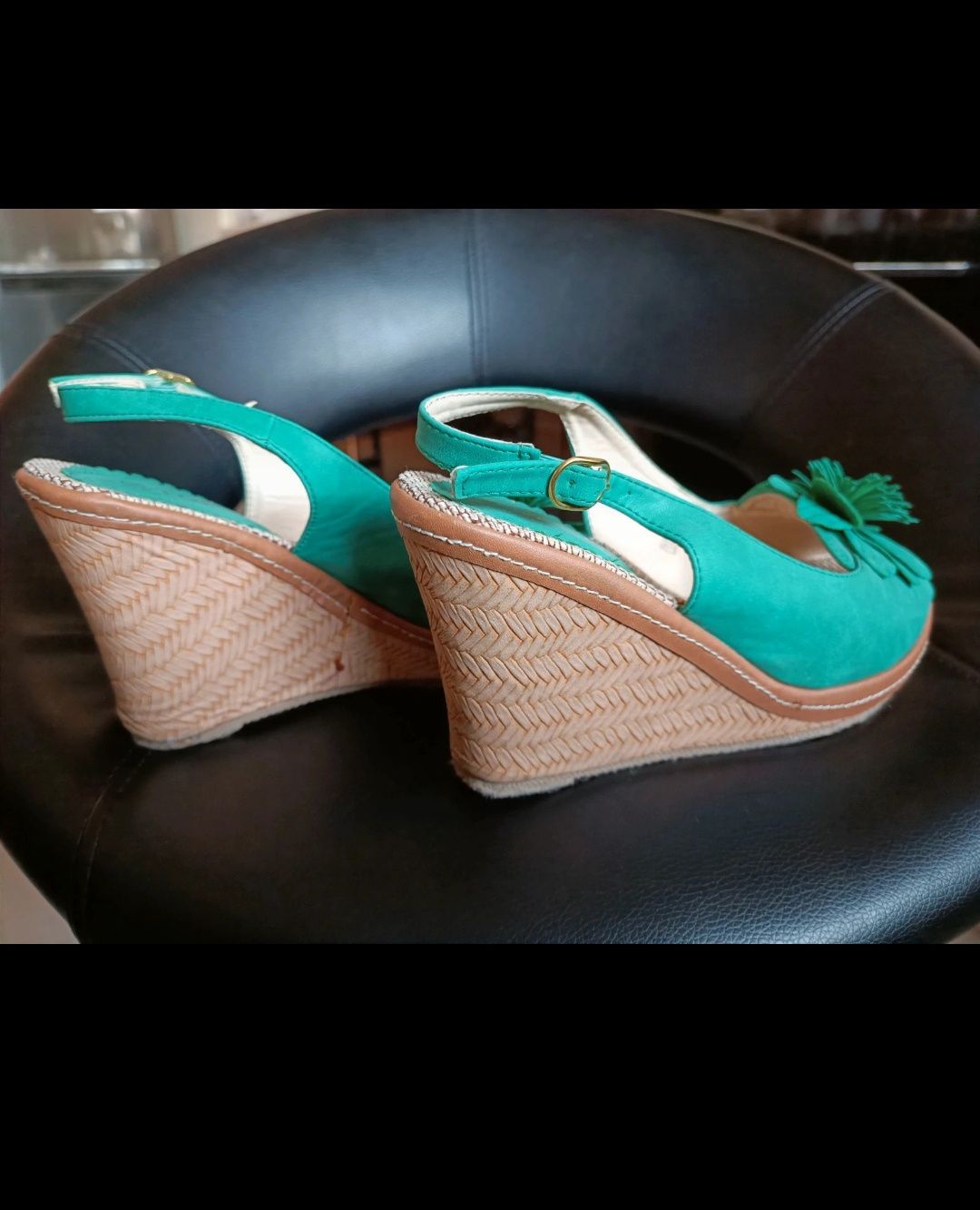 Buty sandały koturn 39 zielene seledynow jak Nowee