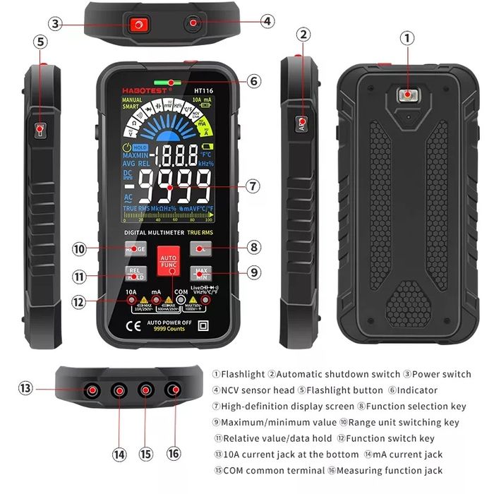 Професійний цифровий мультиметр HABOTEST HT 116 + NCV.