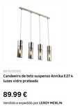 Candeeiro suspenso 4 luzes vidro Leroy Merlin