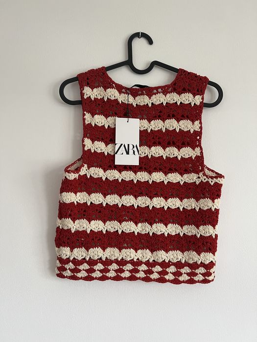 Zara top z dzianiny szydełkowej s/36 nowy z metką bawełna