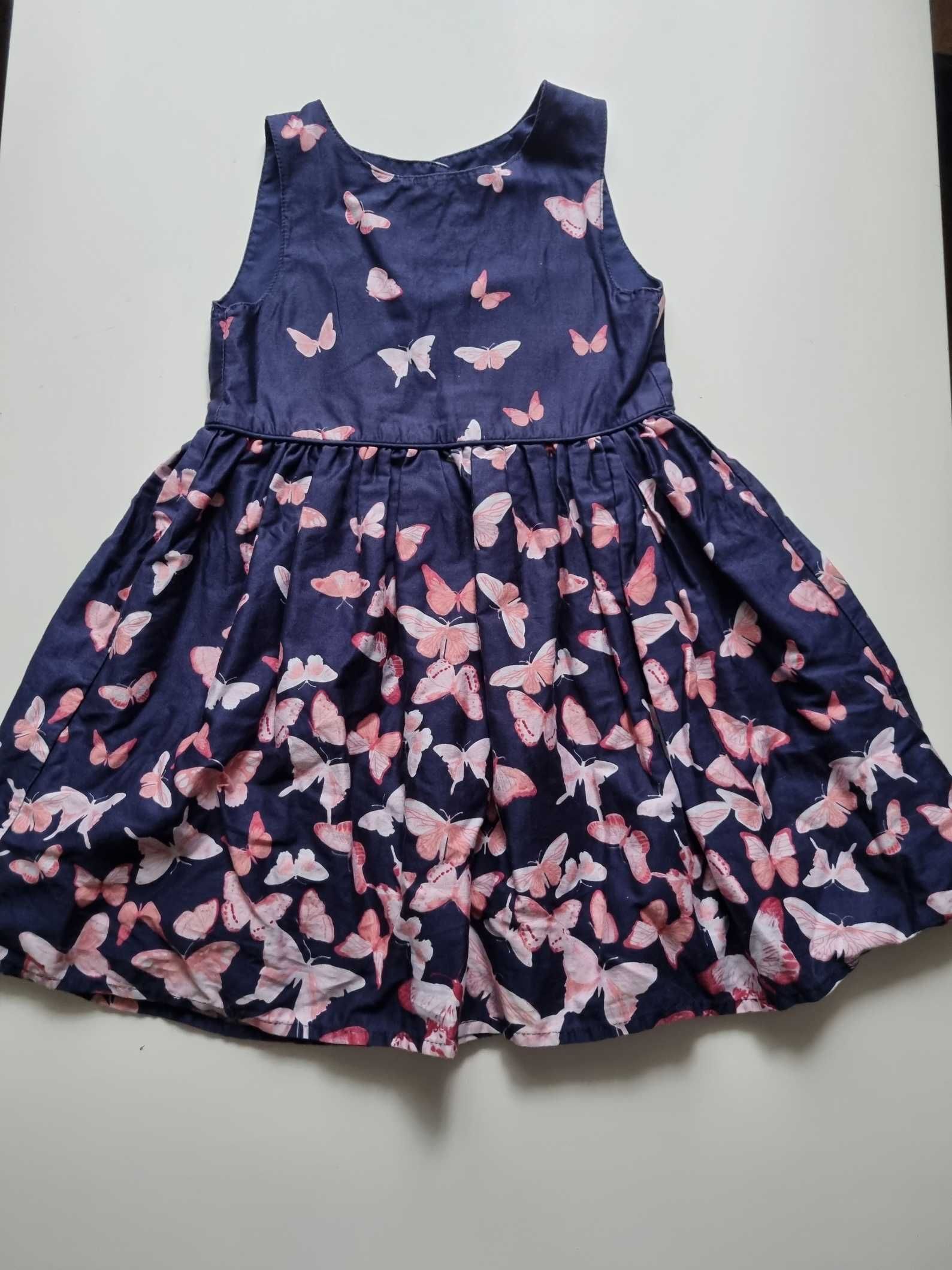 Piękna, elegancka sukienka w motyle, na impreze, komunie  - r. 104