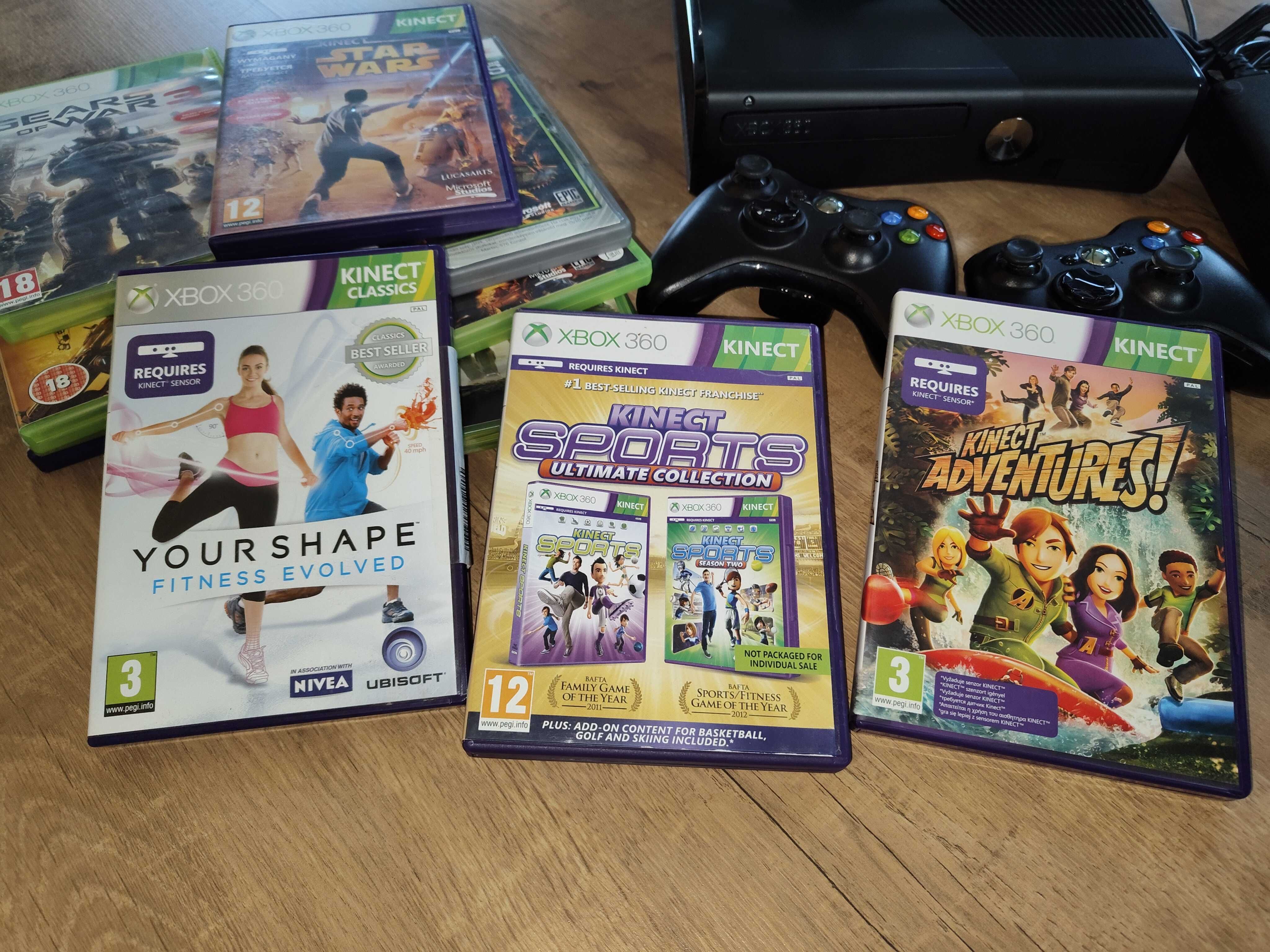 Xbox 360 Kinect + dwa pady