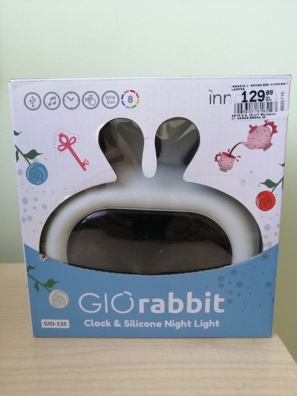 Lampka nocna z budzikiem Gio rabbit