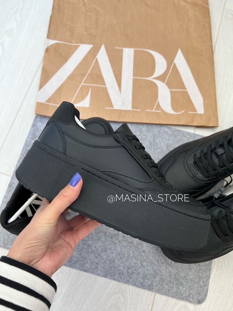 Кеди Zara на платформі чорні 38, 39, 40