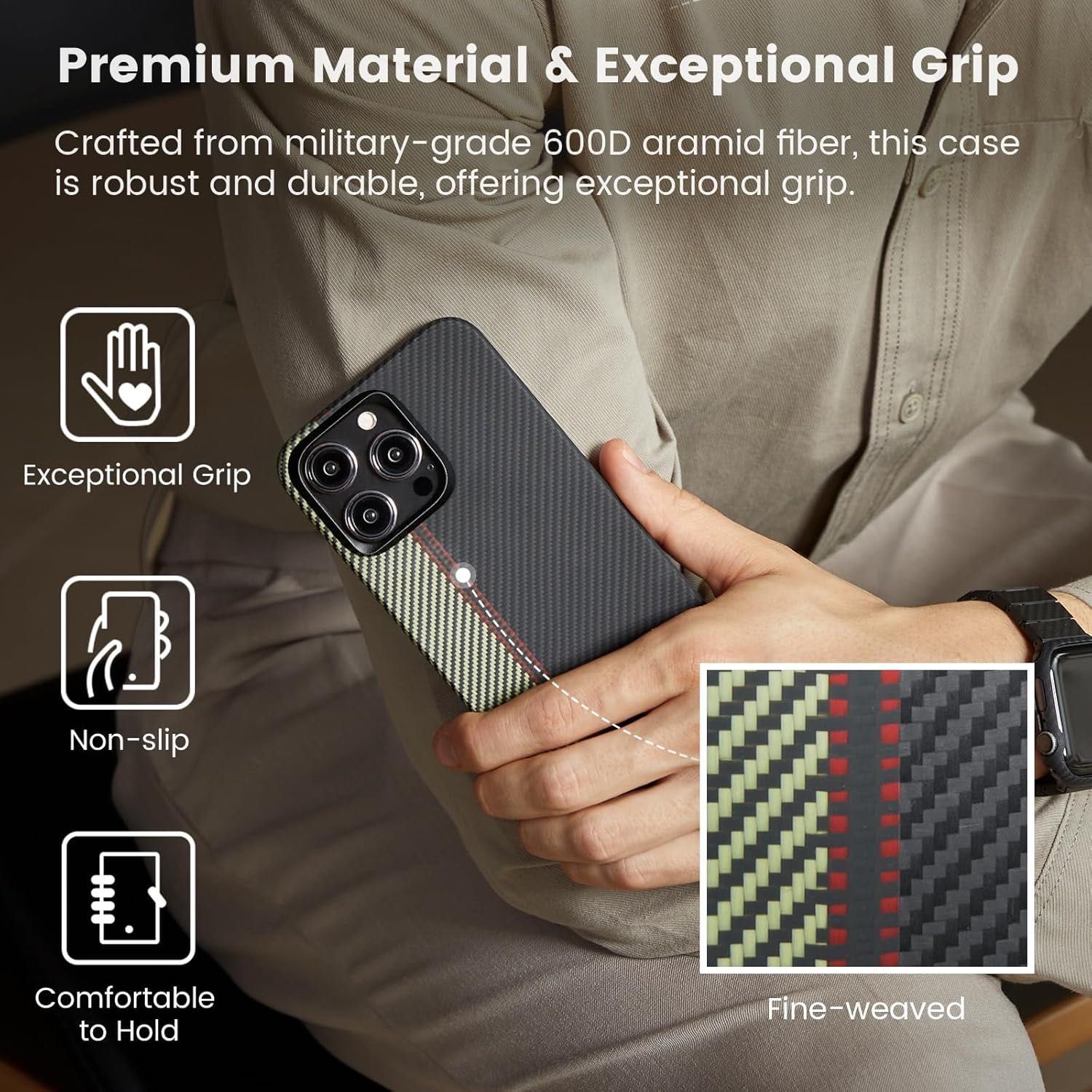 Карбоновый чехол Pitaka MagEZ Case 4 600D для iPhone 15 Pro Max