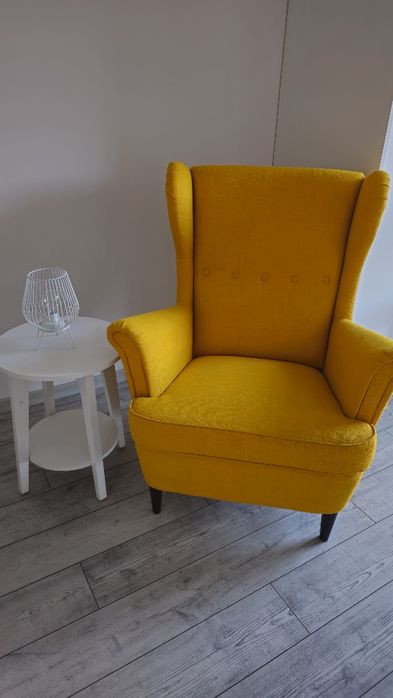 Fotel uszak, kolor musztardowy