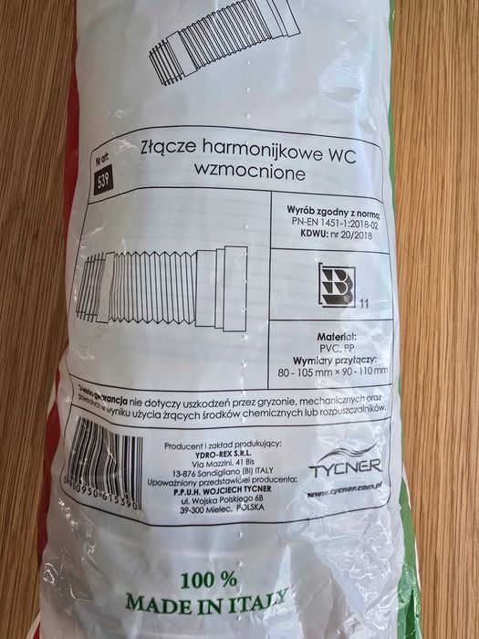 Złącze harmonijkowe WC wzmocnione