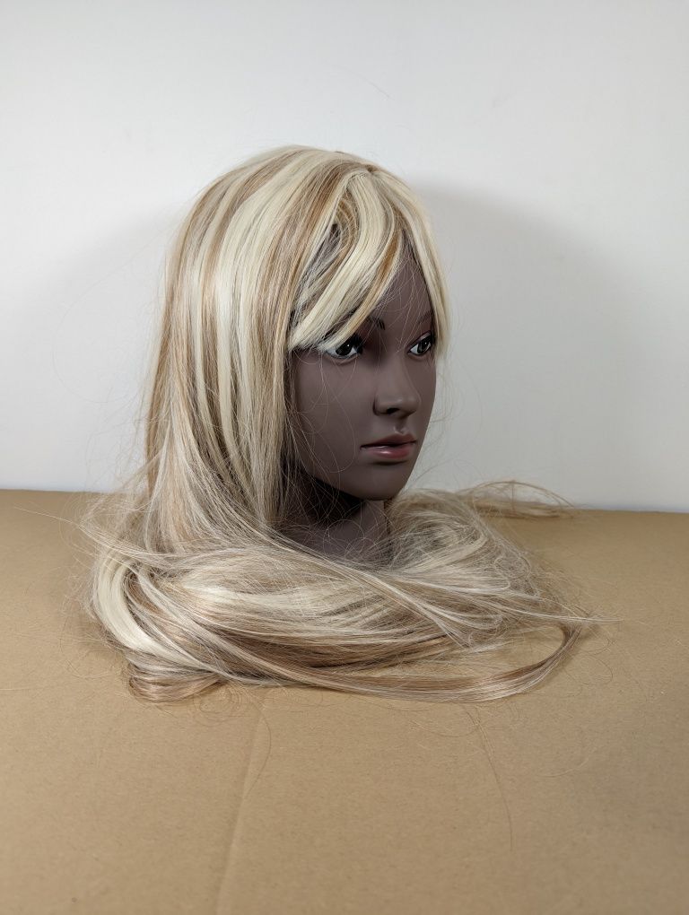Peruka blond pasemka damska długie włosy ok 70 cm proste