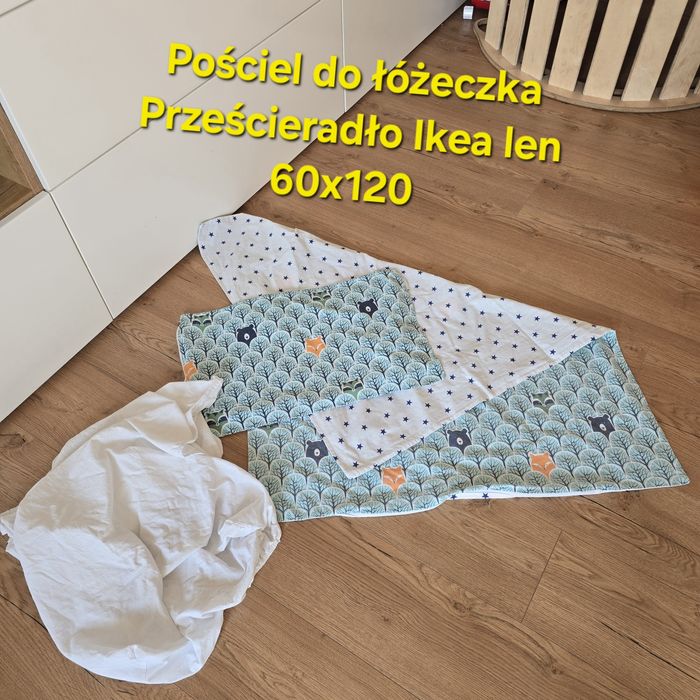 Pościel do łóżeczka prześcieradło z gumką Ikea len 60x120 bawełna cott