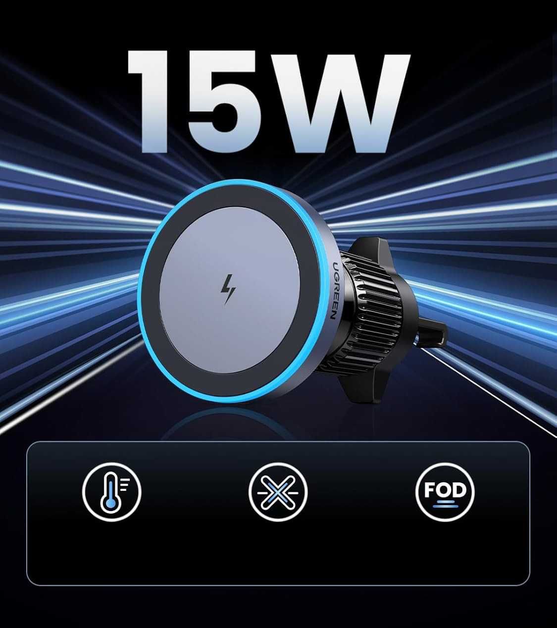 Ładowarka Samochodowa Magsafe UGREEN Qi 15 W do iPhone seria od 12-16