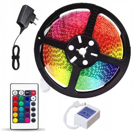 Набор светодиодная разноцветная LED лента RGB 5 м, комплект, гирлянда
