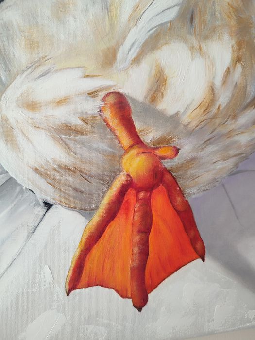 Obraz olejny na płótnie "Gęś w ścianie" 40*40 cm