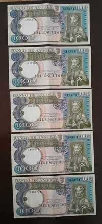 5 Notas de 1.000$ -Banco de Angola - Luiz de Camões - 1973 - BELO