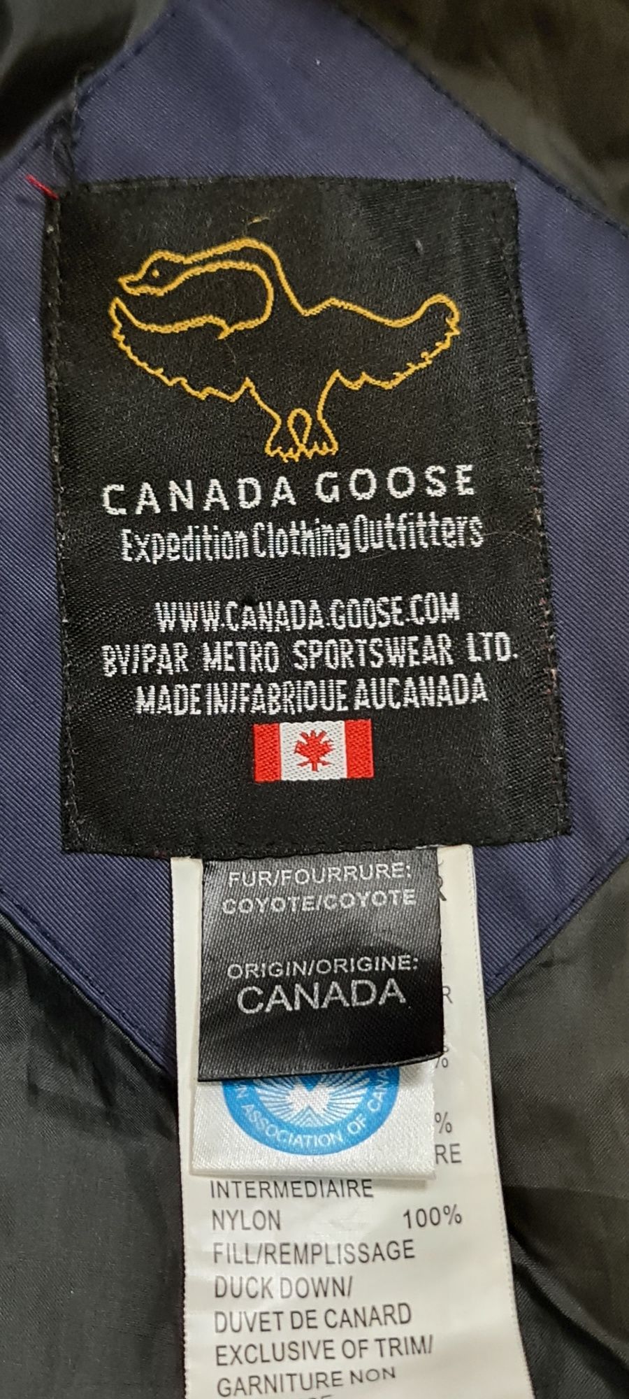 Kurtka parka męska zimowa puchowa CANADA GOOSE rozm. L/XL kaptur jenot