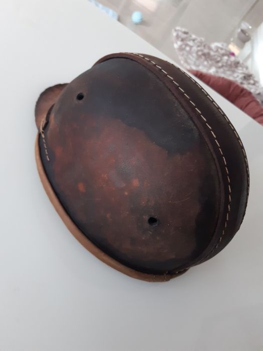 Kask zabytek górniczy skórzany oryginał PRL