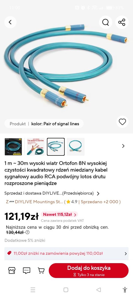 Kabel RCA Ortofon