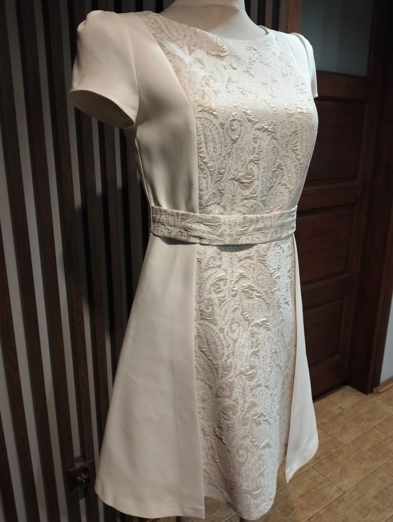 Elegancka sukienka ecru r. 38