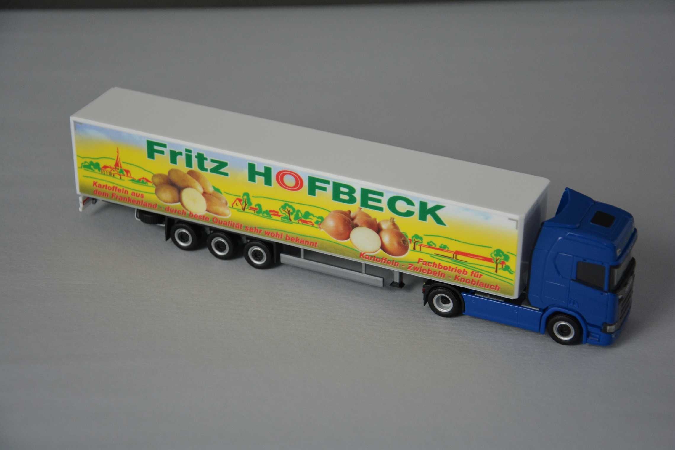 1:87 (H0) Herpa 953306 - Scania CR 20 HD + nacz. 15m - Fritz Hofbeck