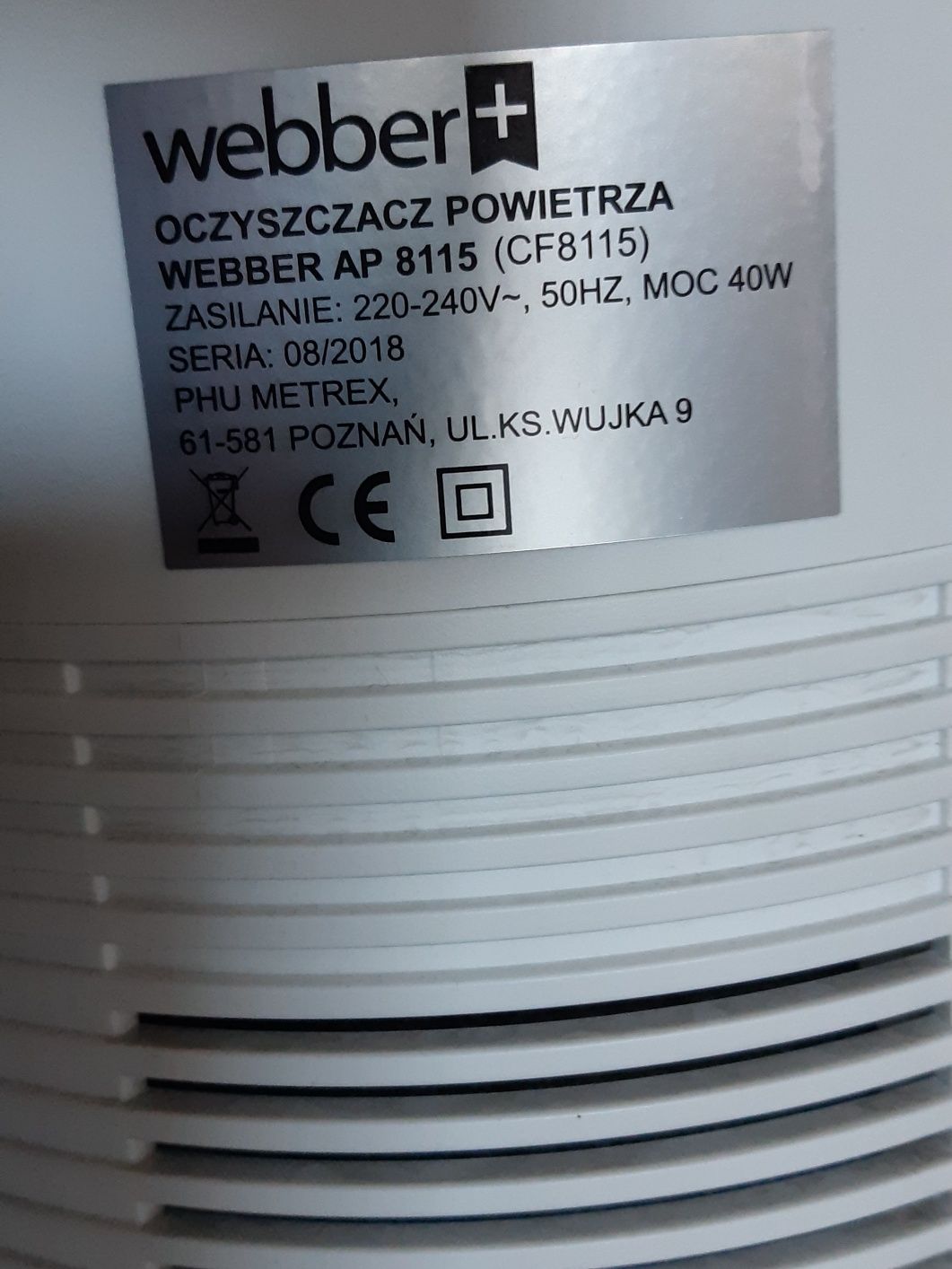 Oczyszczacz powietrza WEBBER filtr HEPA, UV-C.