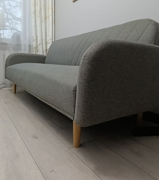 Kanapa rozkładana - tkanina jasnoszara PILNE