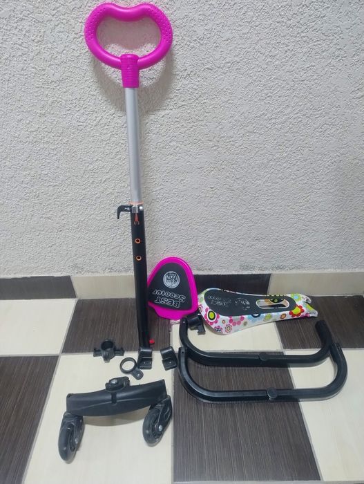 Ручка, сідло та поворотні колеса на дитячий самокат