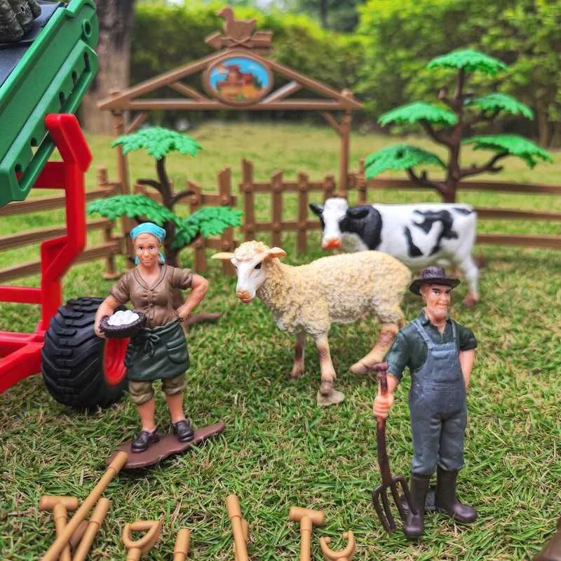 Farma dla dzieci traktor przyczepa maszyny zwierzęta duży zestaw 1:24