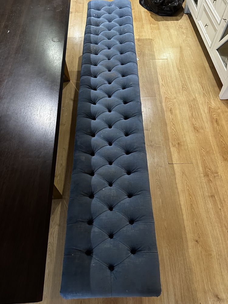 Bancos de mesa de sala em capitone veludo azul