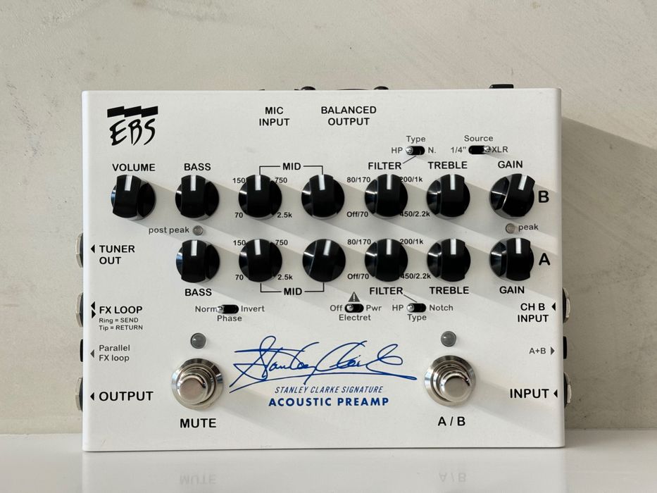 Pré-amplificador EBS de 2 canais para instrumentos acústicos