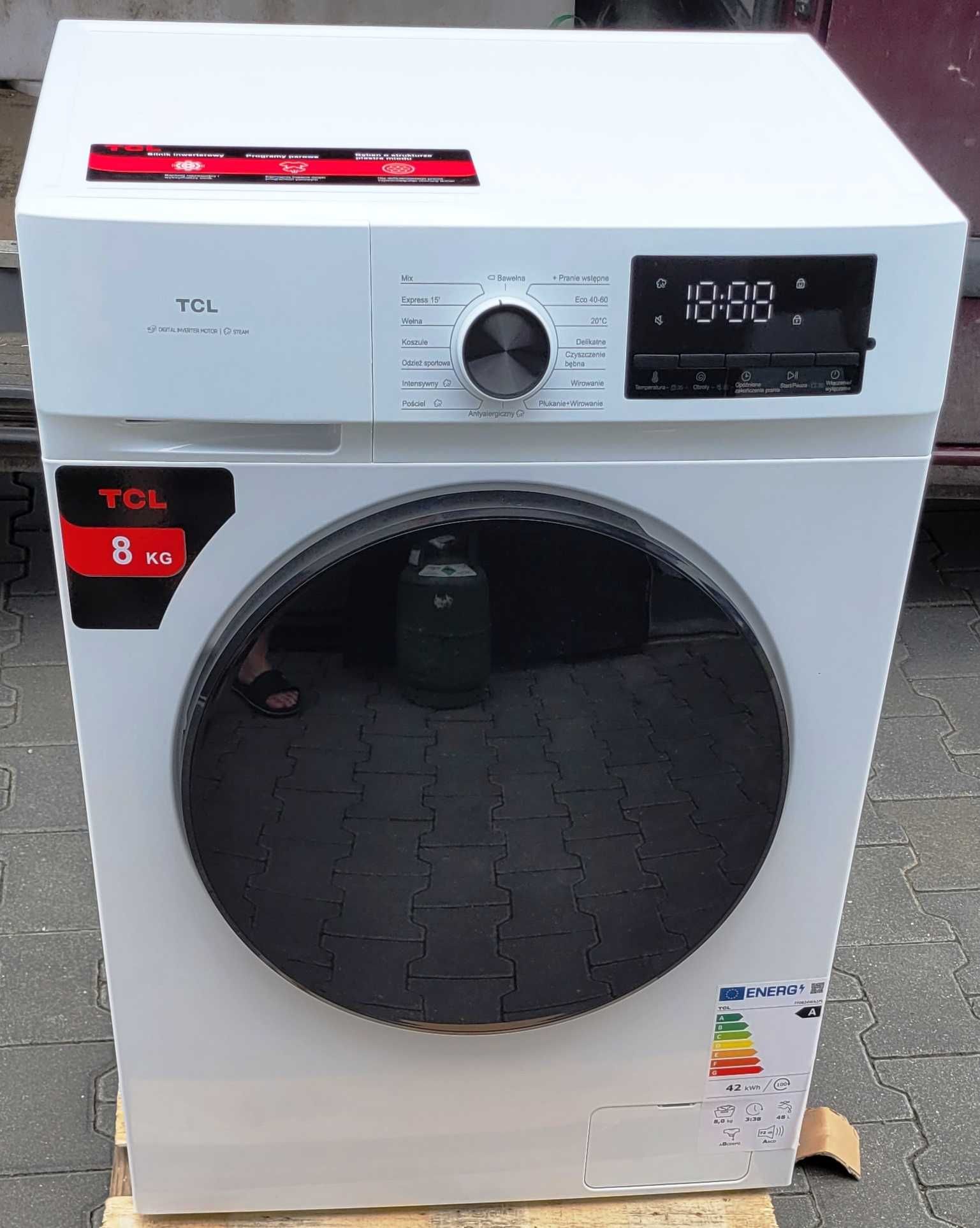 Pralka TCL FF0824WA1PL 8 kg 1400 obr A-10% Szybkie pranie 18min
