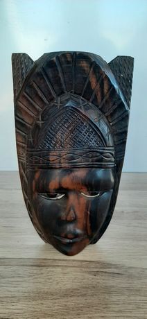 Drewniana Maska płaskorzeźba etniczna prezent