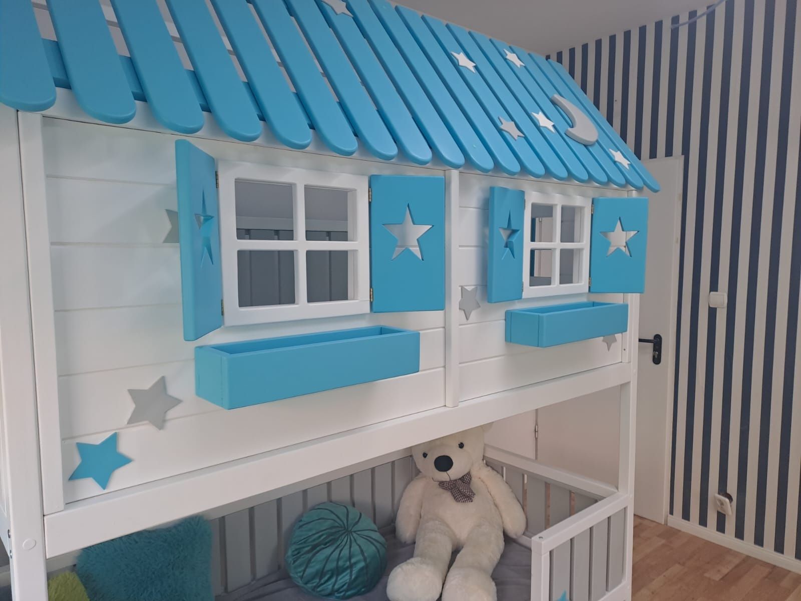Łóżeczko  drewniane dzieciece domek piętrowy XL dla dzieci łóżko RATY