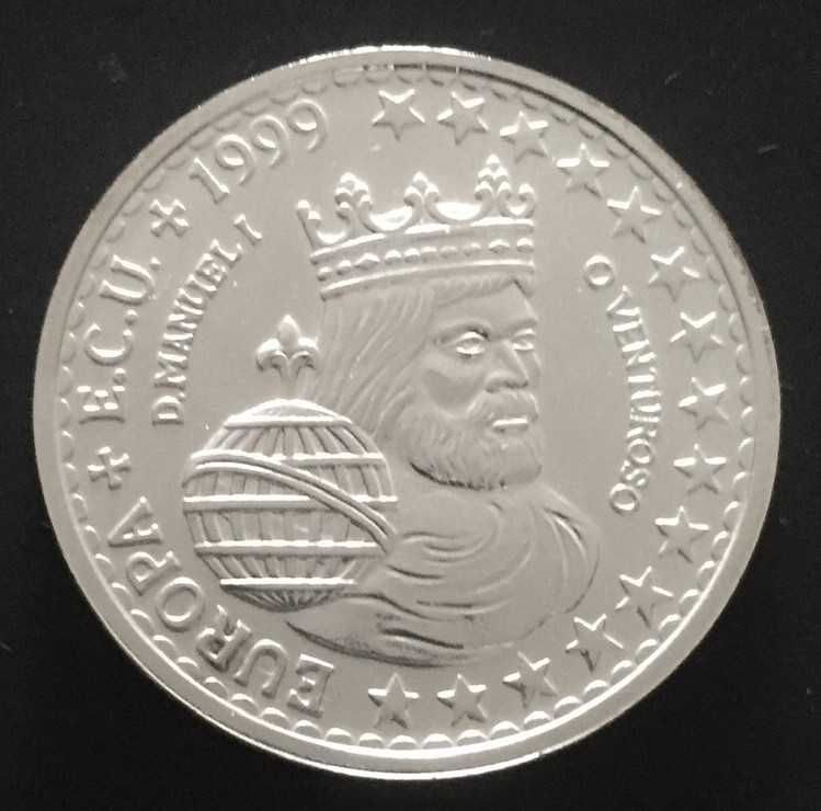Moeda medalha Ecu Europa em prata - D. Manuel I - O Venturoso - 1999
