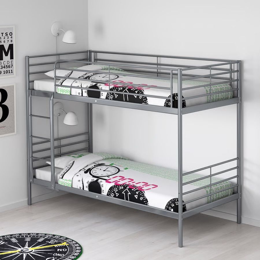 Łóżko piętrowe SVÄRTA IKEA stalowe używane niebieskie