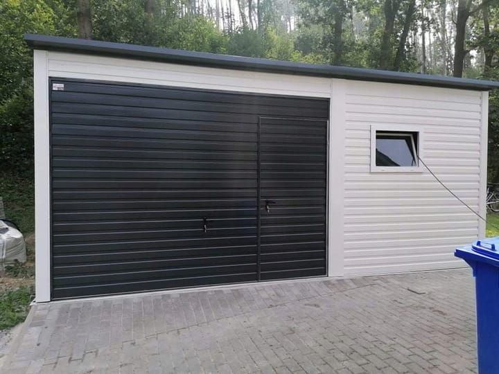 Garaż jednostanowiskowy 6x6 m - Dach jednospadowy, Brama uchylna autom