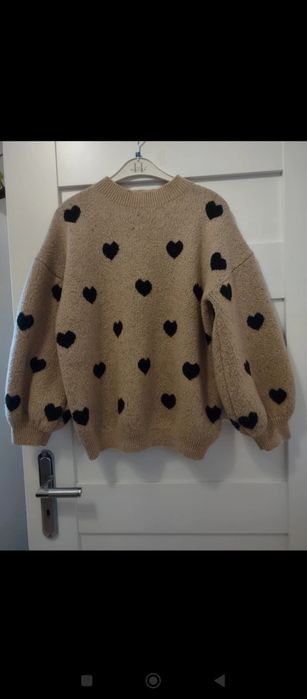 Sweter ciepły serca serduszka shein L / XL