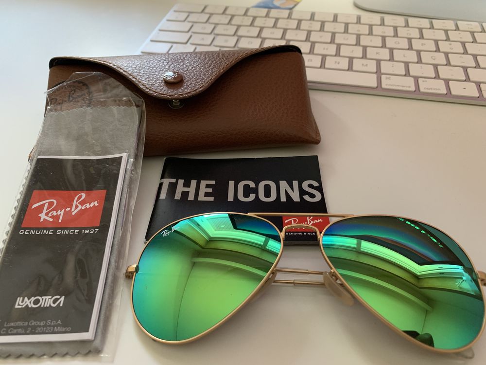 Ray Ban Aviador lente: Verde espelhada