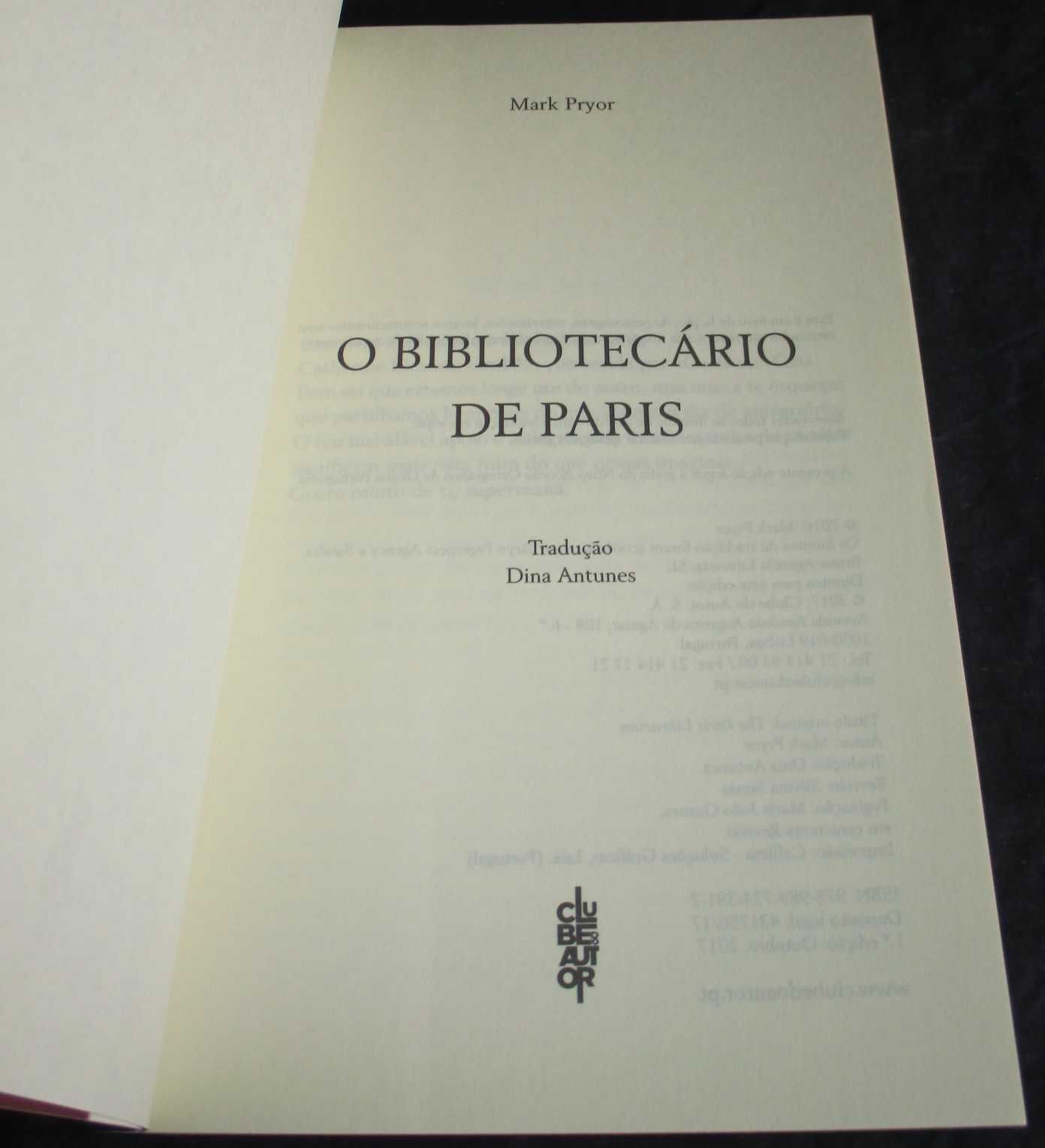 Livro O Bibliotecário de Paris Mark Pryor