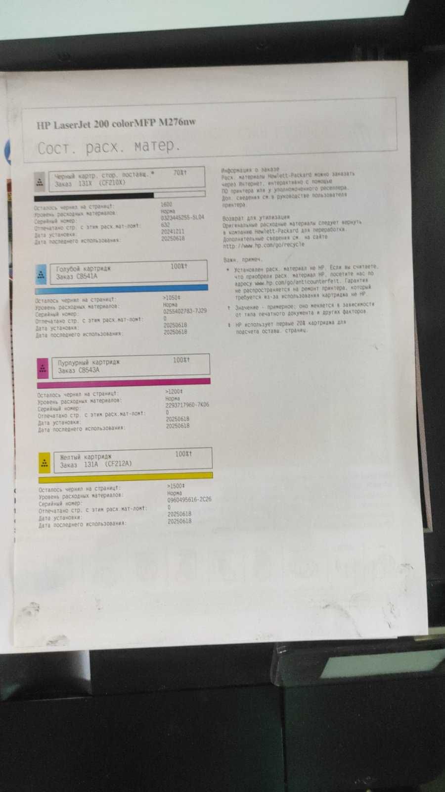 Принтер HP Laserjet PRO 200 mfp m276nw багатофункціональний
