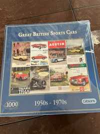 Puzzle Gibsons Great British Sports Cars stare auta 1000