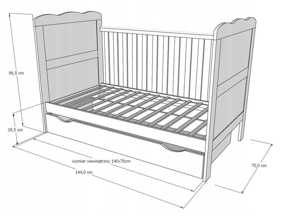 Łóżeczko dla dziecka Łóżko młodzieżowe 140x70 Materac + Barierka Ikea
