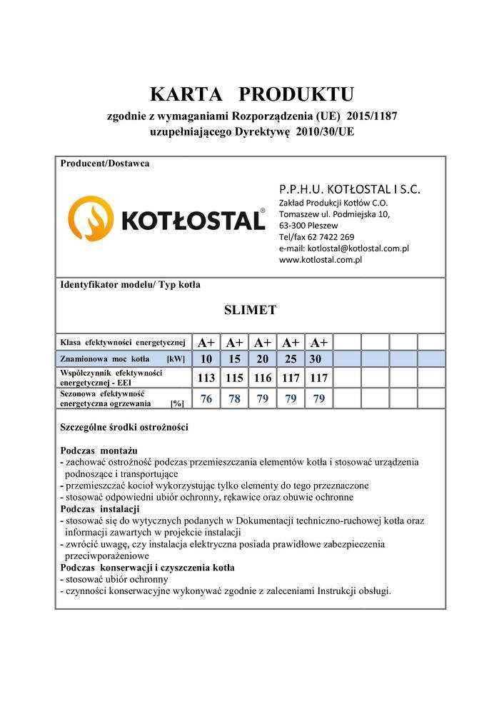 Kocioł na pellet SLIMET moc 20 kW