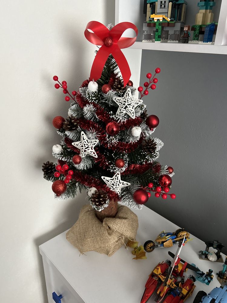 Choinka w doniczce z dekoracją i ozdobami - 70 cm