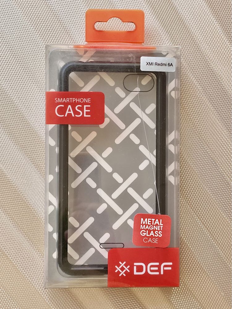 Чехол бампер для Xiaomi Redmi 6A DEF Metal Magnet Glass Black. Стекло