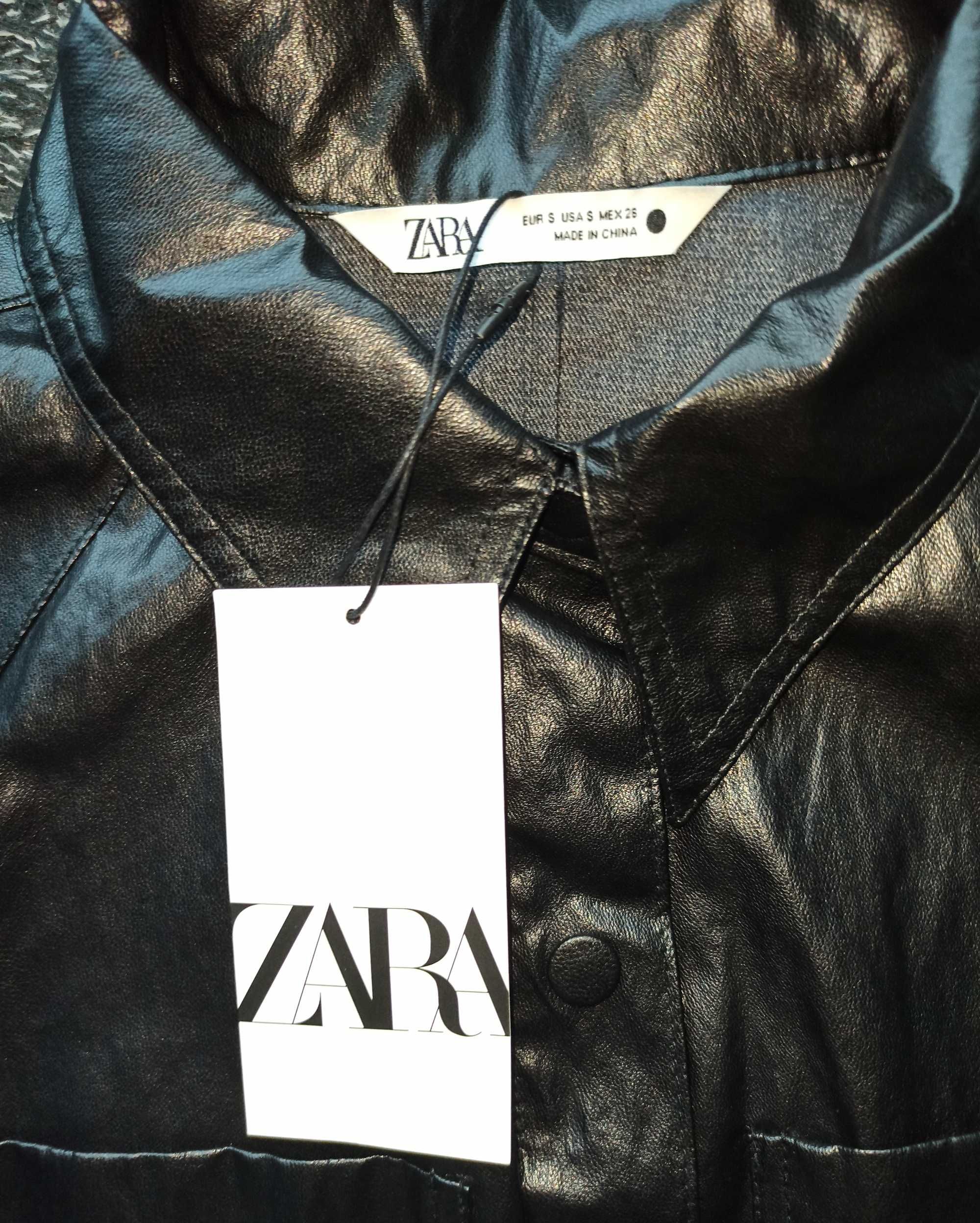 Nowa sukienka mini ze sztucznej skóry Zara r. S