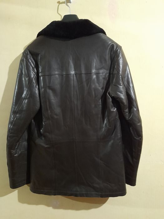 Чоловіча зимова шкіряна куртка дублянка Harmonia
