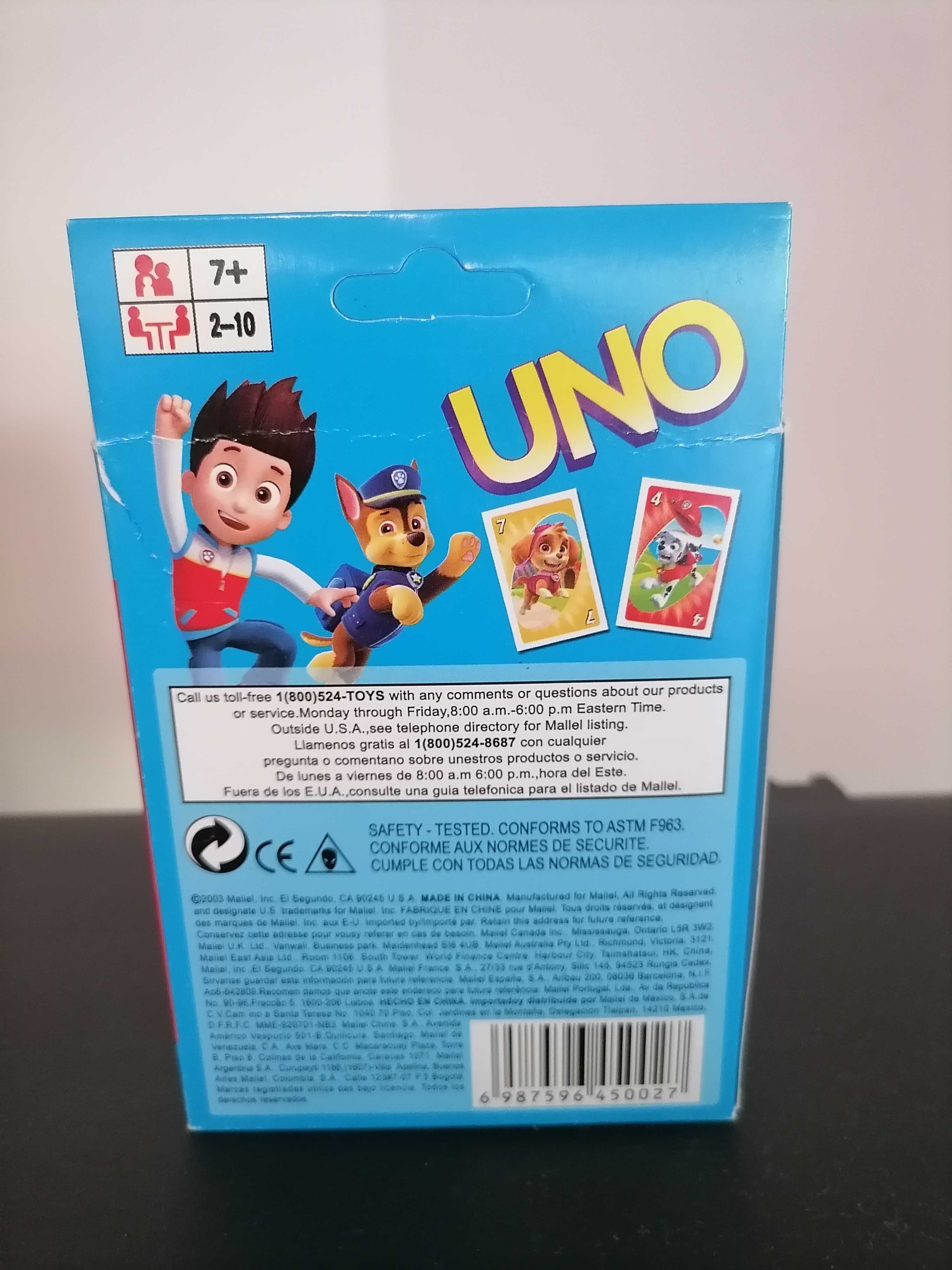 Lata de livros em inglês com cartas + UNO Patrulha Pata NOVOS