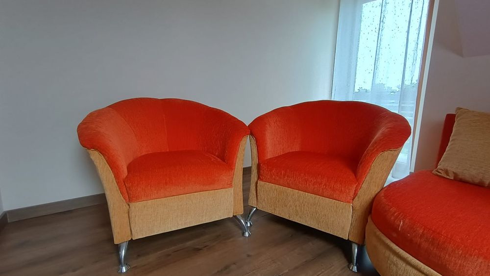 Komplet wypoczynkowy, sofa kanapa z funkcją spania i 2 fotele