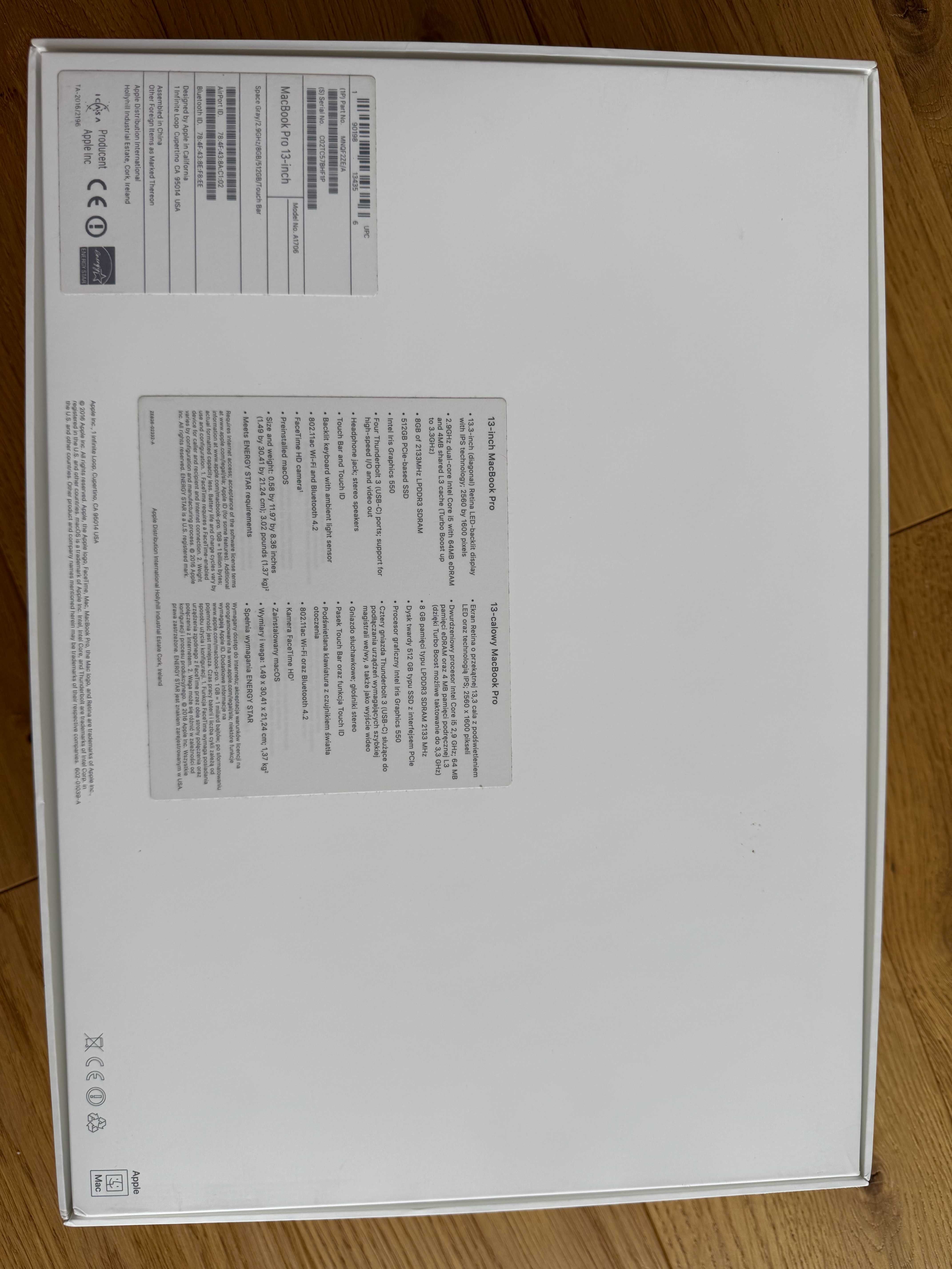 MacBook Pro 13 Space Gray/2.9GHz/8GB/512GB/Touch Bar